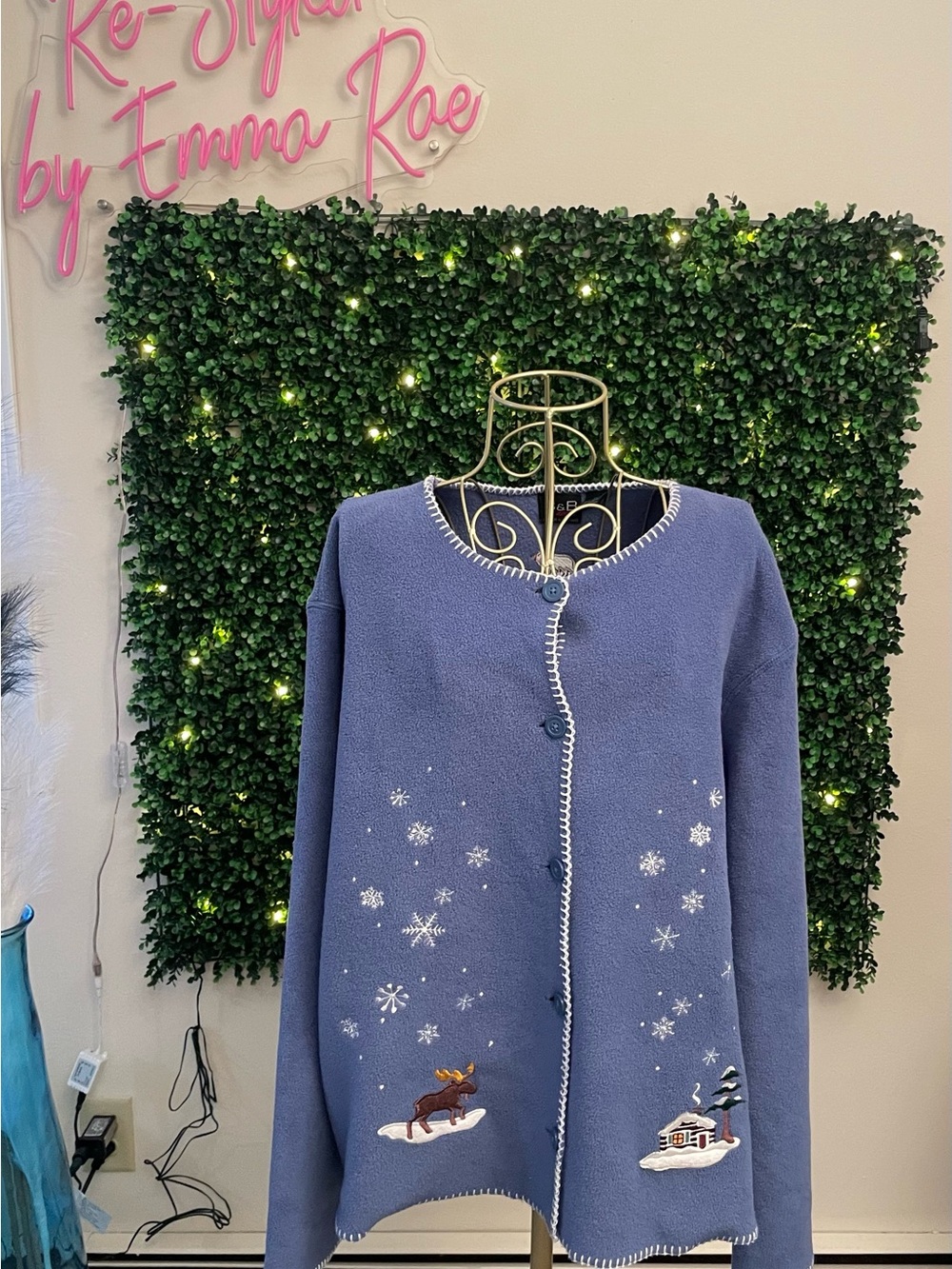 Vintage C&B Sport Winter Embroidered Button-Front Cardigan